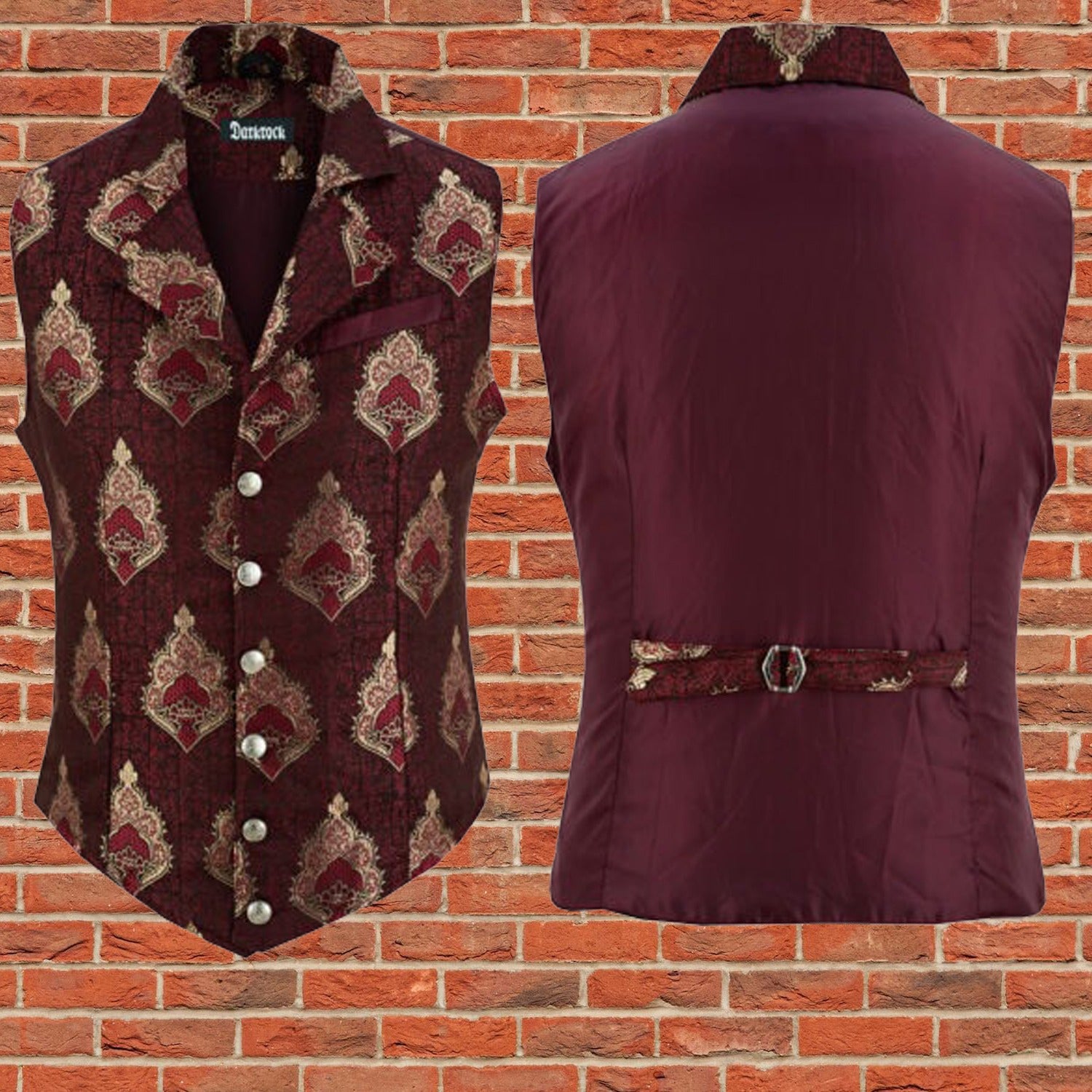 Handmade Red Men's Victorian Suit Gentleman Vest Steampunk Gothic Waistcoat/Usa