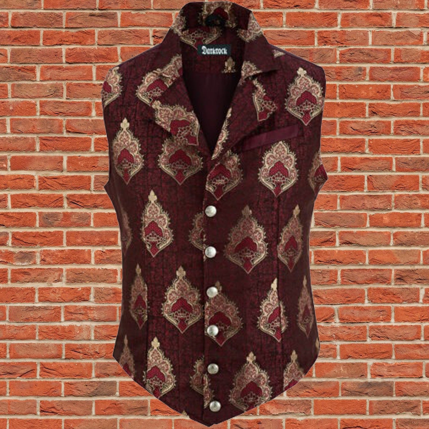 Handmade Red Men's Victorian Suit Gentleman Vest Steampunk Gothic Waistcoat/Usa