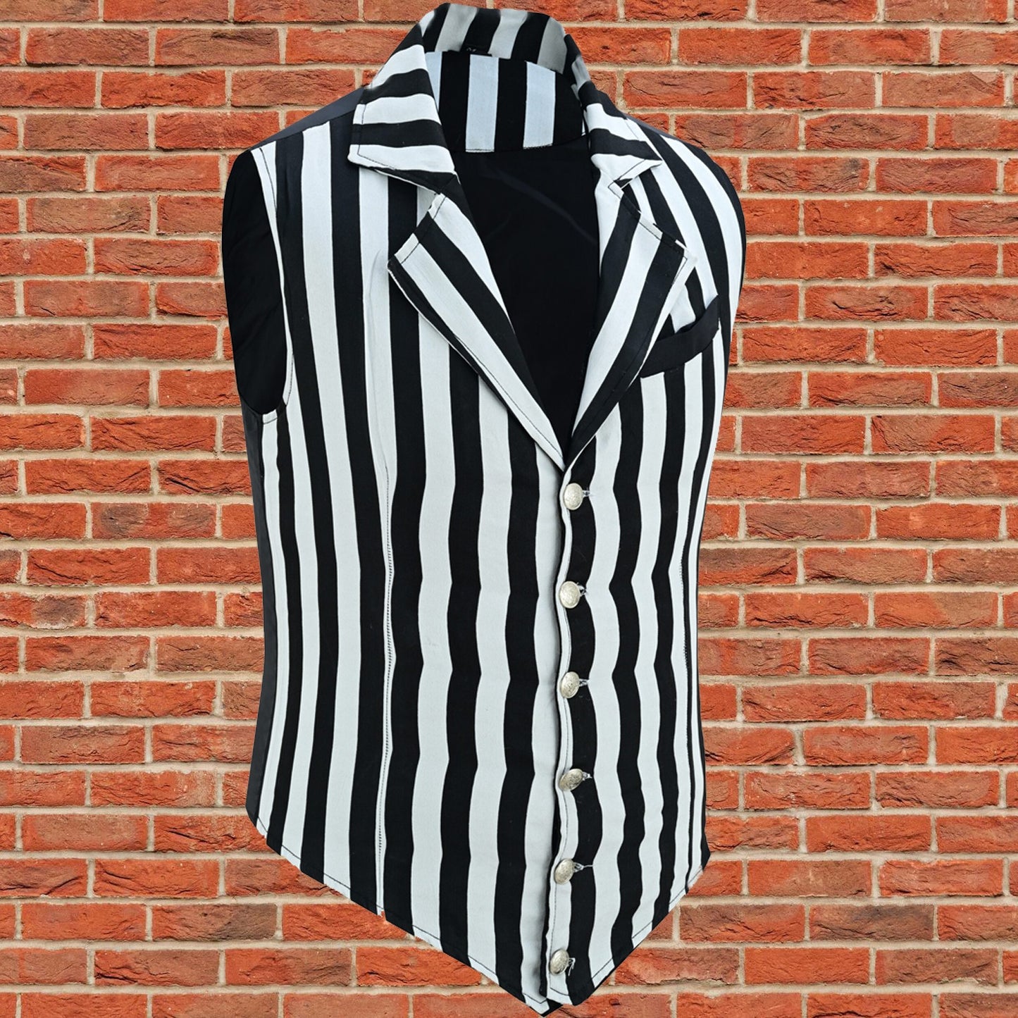 Handmade Black And White Men's Victorian Suit Gentleman Vest Steampunk Gothic Waistcoat/Usa