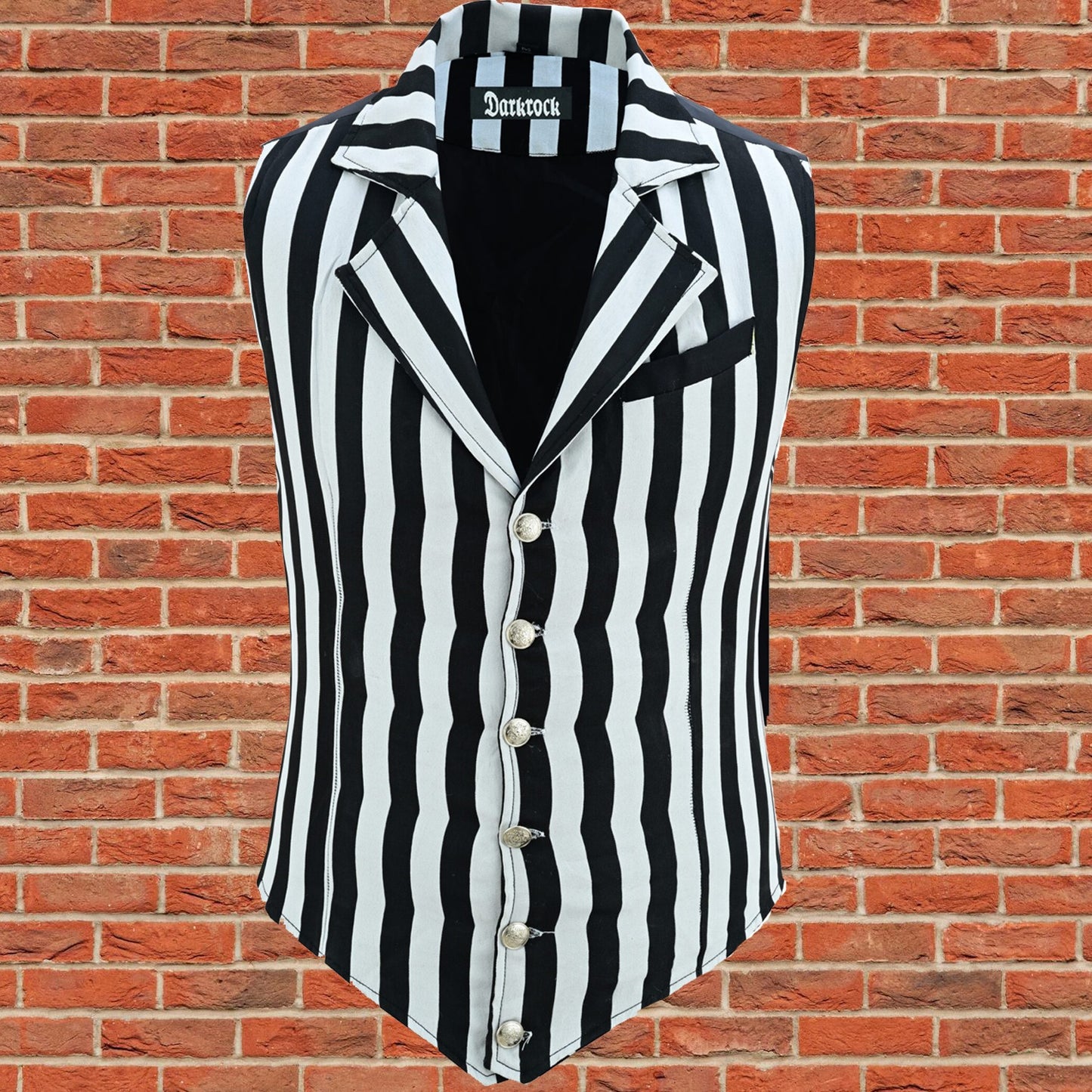 Handmade Black And White Men's Victorian Suit Gentleman Vest Steampunk Gothic Waistcoat/Usa