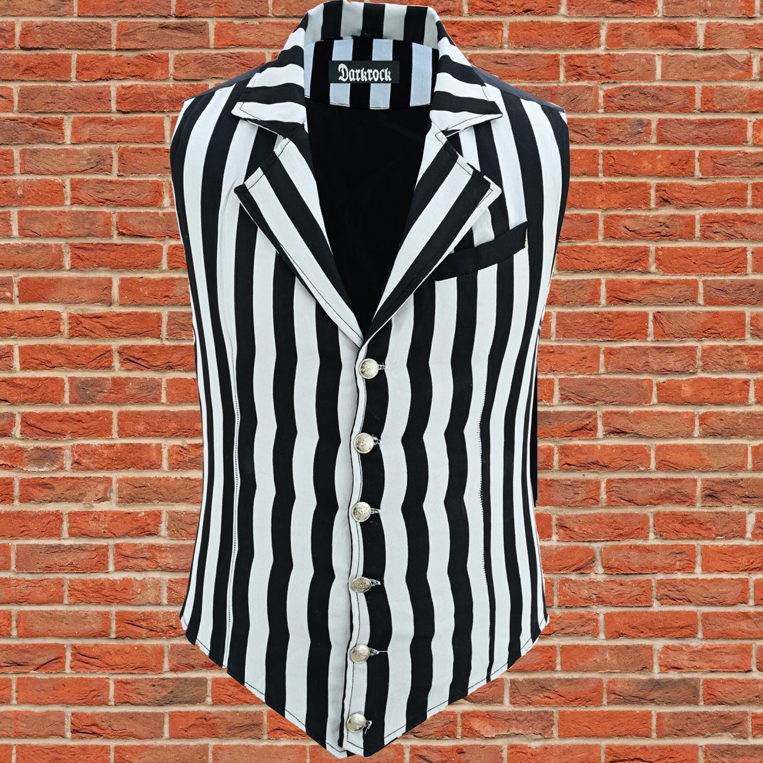 Handmade Black And White Men's Victorian Suit Gentleman Vest Steampunk Gothic Waistcoat/Usa