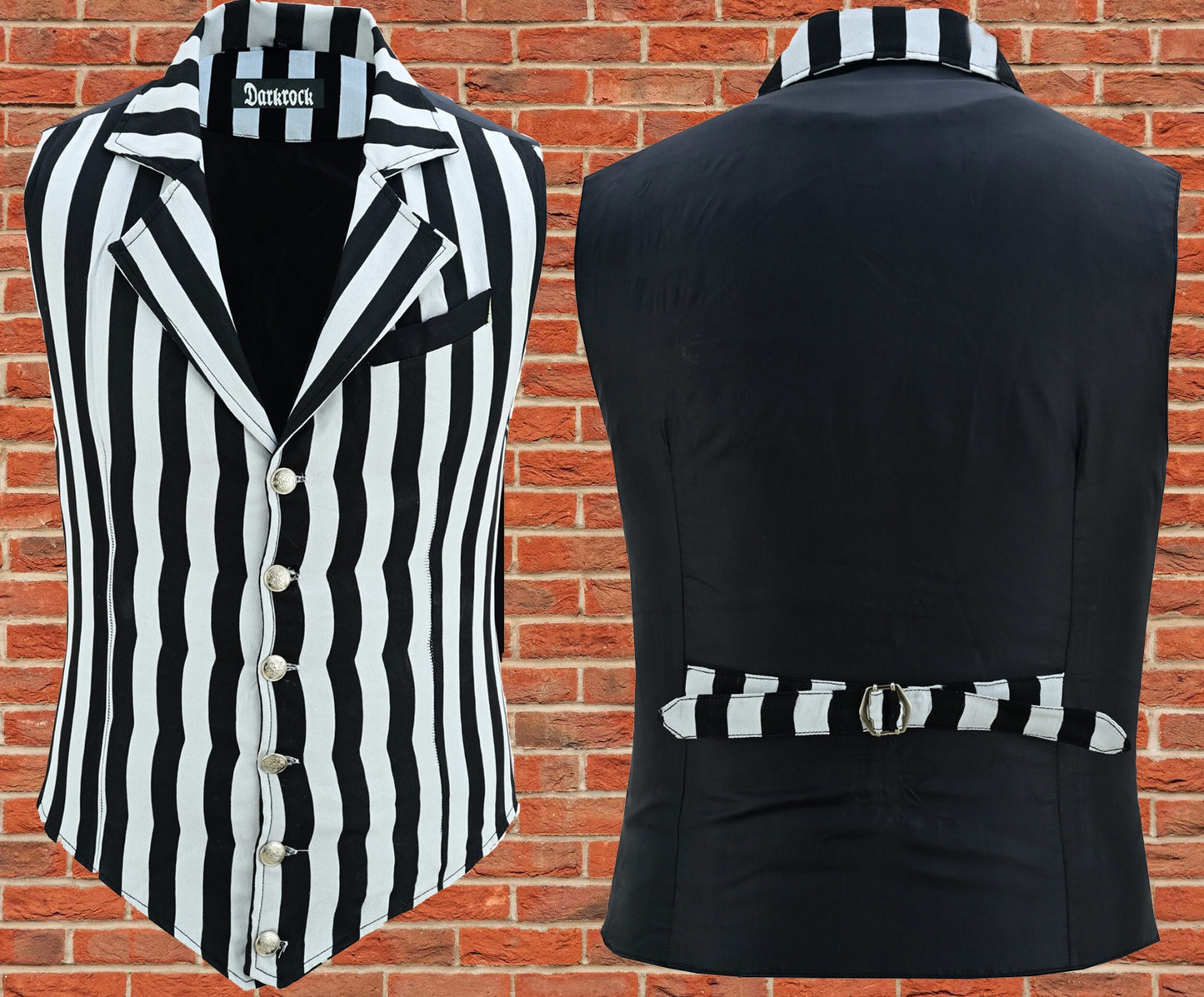 Handmade Black And White Men's Victorian Suit Gentleman Vest Steampunk Gothic Waistcoat/Usa