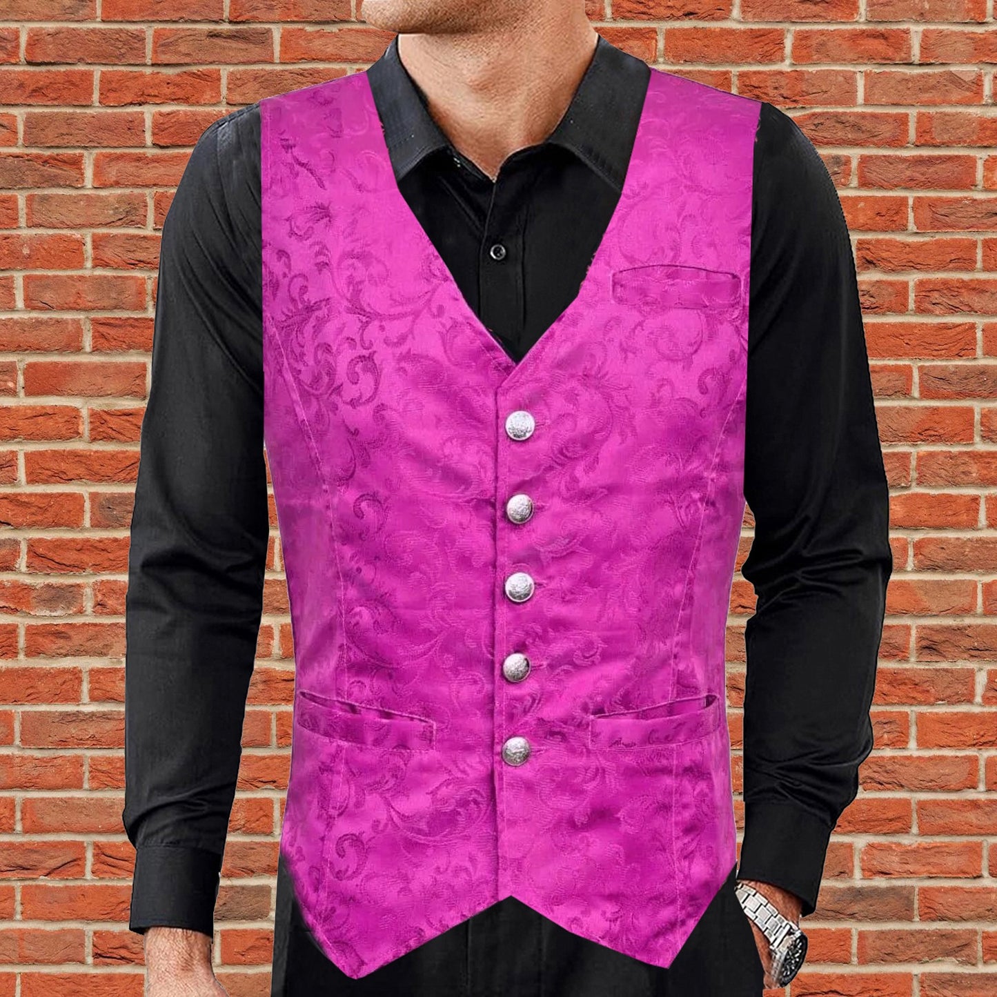 Brocade Men's Vest Waistcoat Gothic Steampunk Purple Vest Victorian/Western-Reenactment/Usa