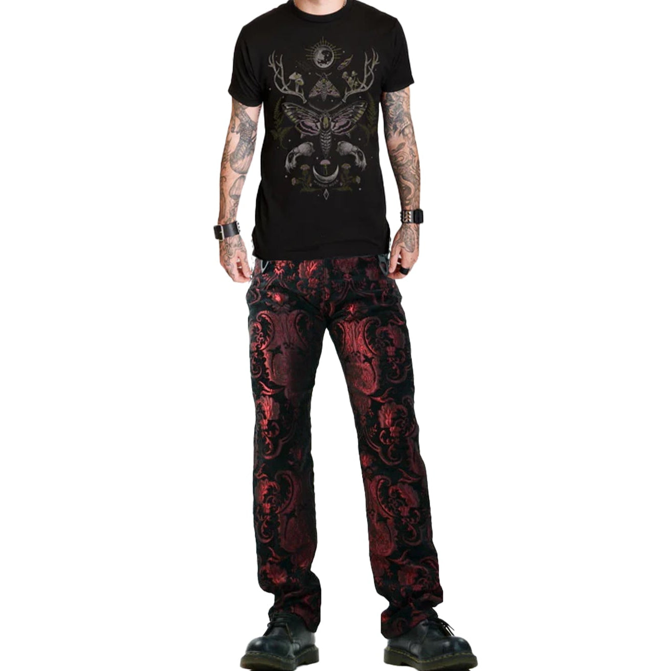 TAPESTRY VICTORIAN VAMPIRE DRACULA GOTHIC STEAMPUNK PIRATE RED BLACK PANTS