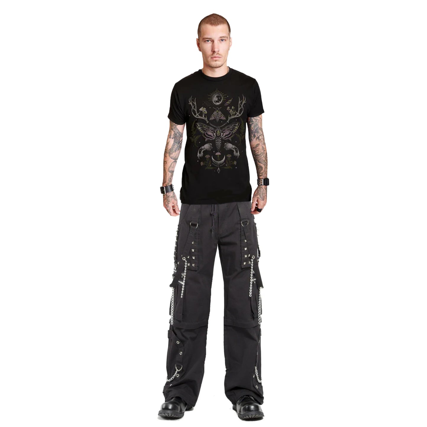 Men's Electro Bondage Rave Gothic Cyber Chain Goth Jeans Punk Rock Pants