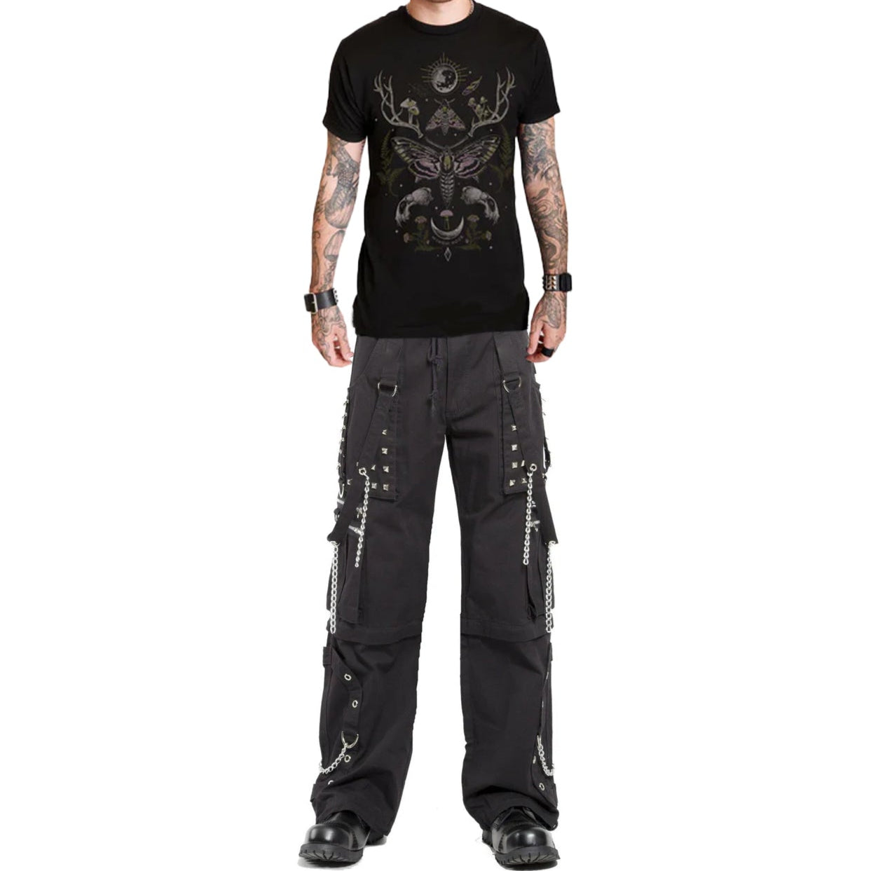 Men's Electro Bondage Rave Gothic Cyber Chain Goth Jeans Punk Rock Pants