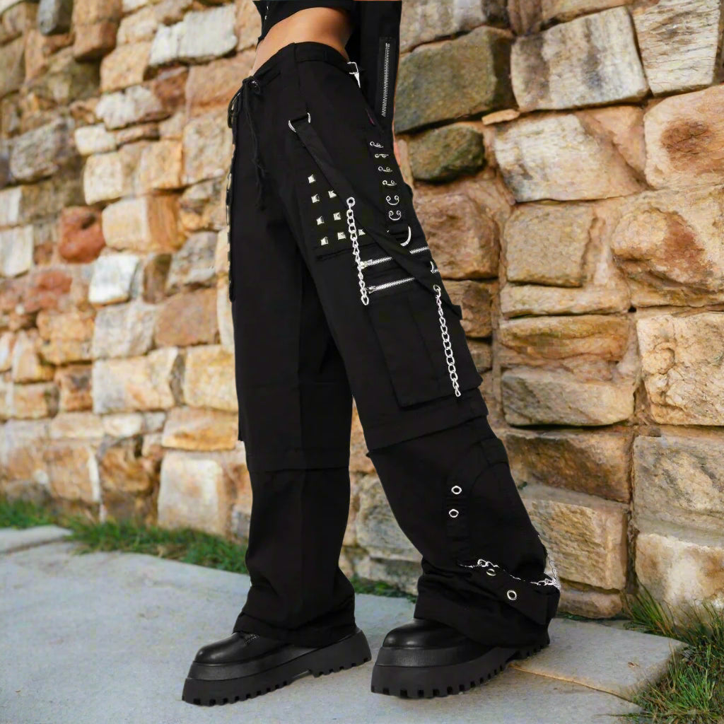 Men's Electro Bondage Rave Gothic Cyber Chain Goth Jeans Punk Rock Pants