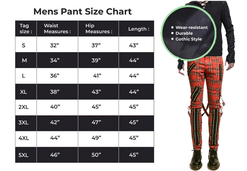 Gothic Bondage Red Straps Men Pant Alternative Punk Rebel Rock Emo Trouser Jeans Pant