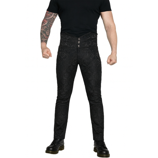 Men's Obscura Trousers Pants Steampunk Black Brocade Vintage Gothic Victorian