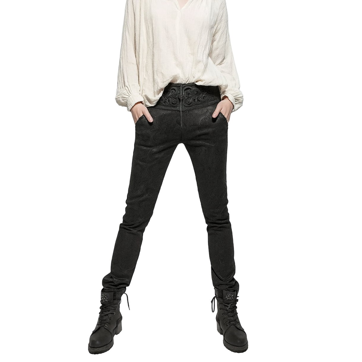 Men's Apocrypha Trousers Pants Steampunk Black Brocade Vintage Gothic Victorian