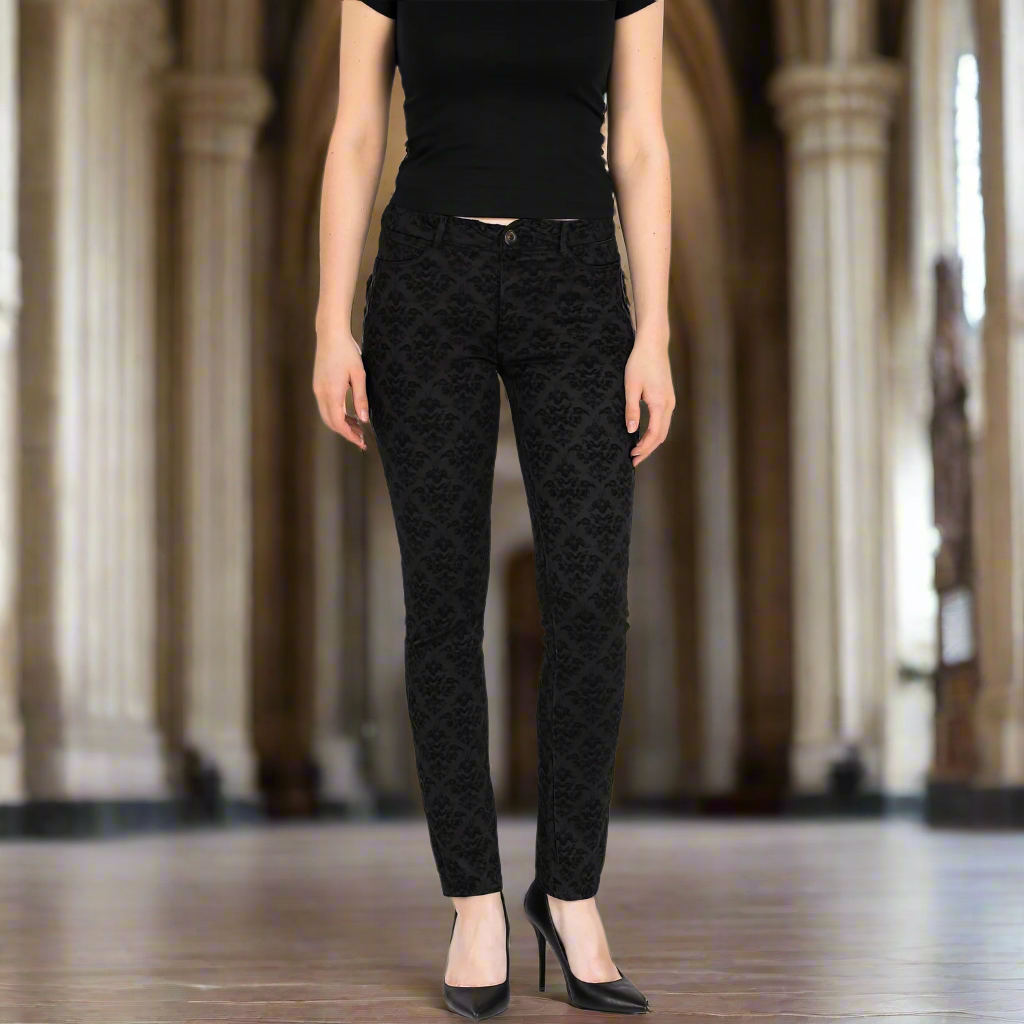 Devil Fashion Punk Men Cotton Dress Pants Victorian Printed Bandage Bridal Pants