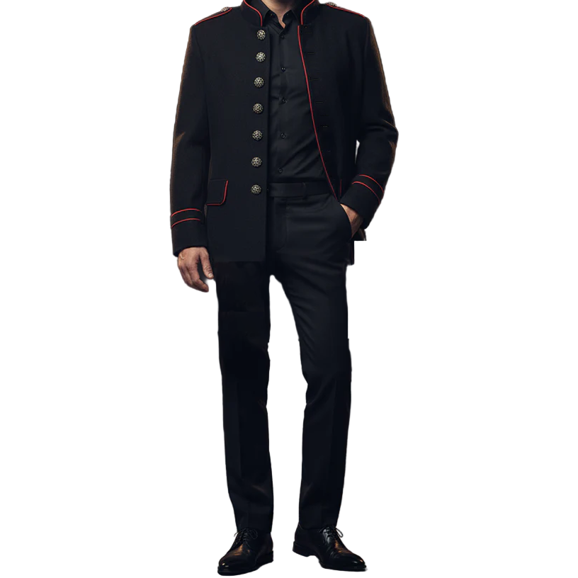 New Men's Military Style Coat Jacket Black Red Gothic Steampunk Usa Sizes Vtg