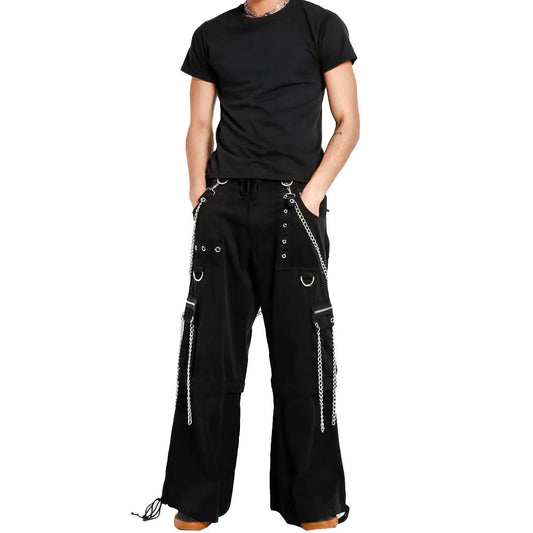 Gothic Straps Zipper Trousers Punk Rock Studs Metal Amp Chain Trouser Pants