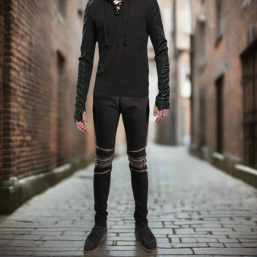 GOTHIC BONDAGE JEANS HEAVY WEIGHT ZIPPER PUNK ROCK GOTH TROUSER PANTS
