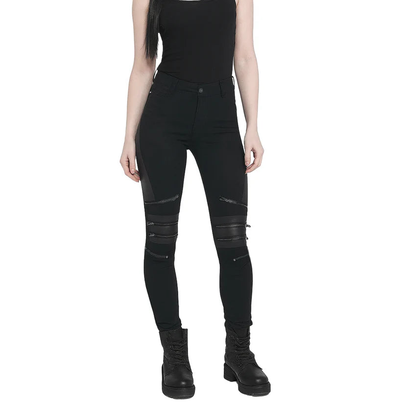GOTHIC BONDAGE JEANS HEAVY WEIGHT ZIPPER PUNK ROCK GOTH TROUSER PANTS
