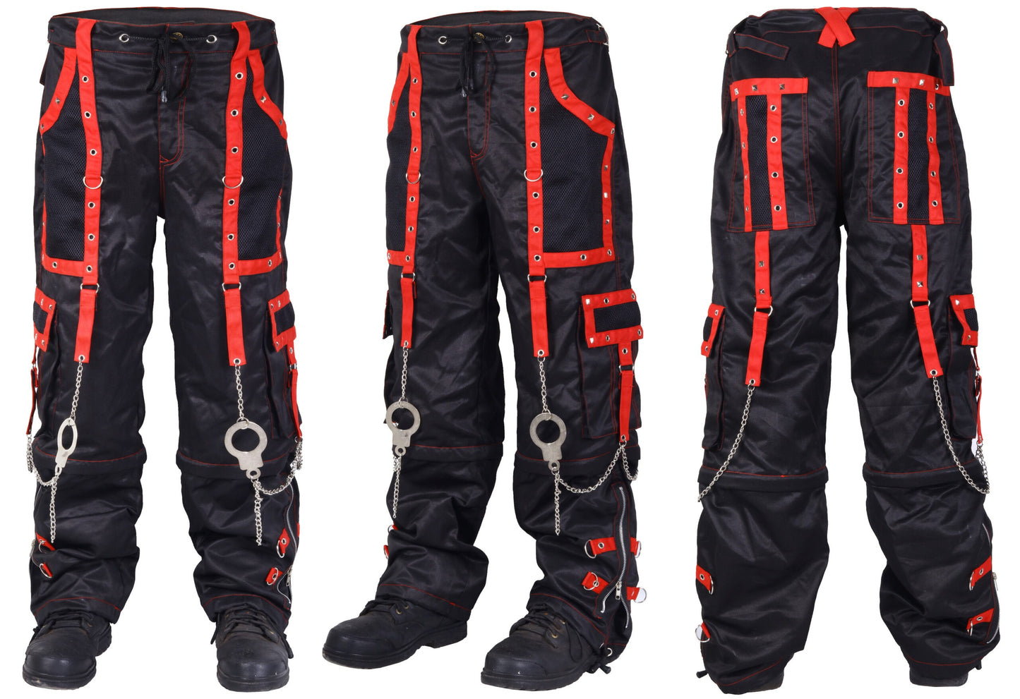 Gothic Men's Handmade Bondage Gothic Cyber Pant Chain Techno Rock Punk Shorts Trouser Pants/USA