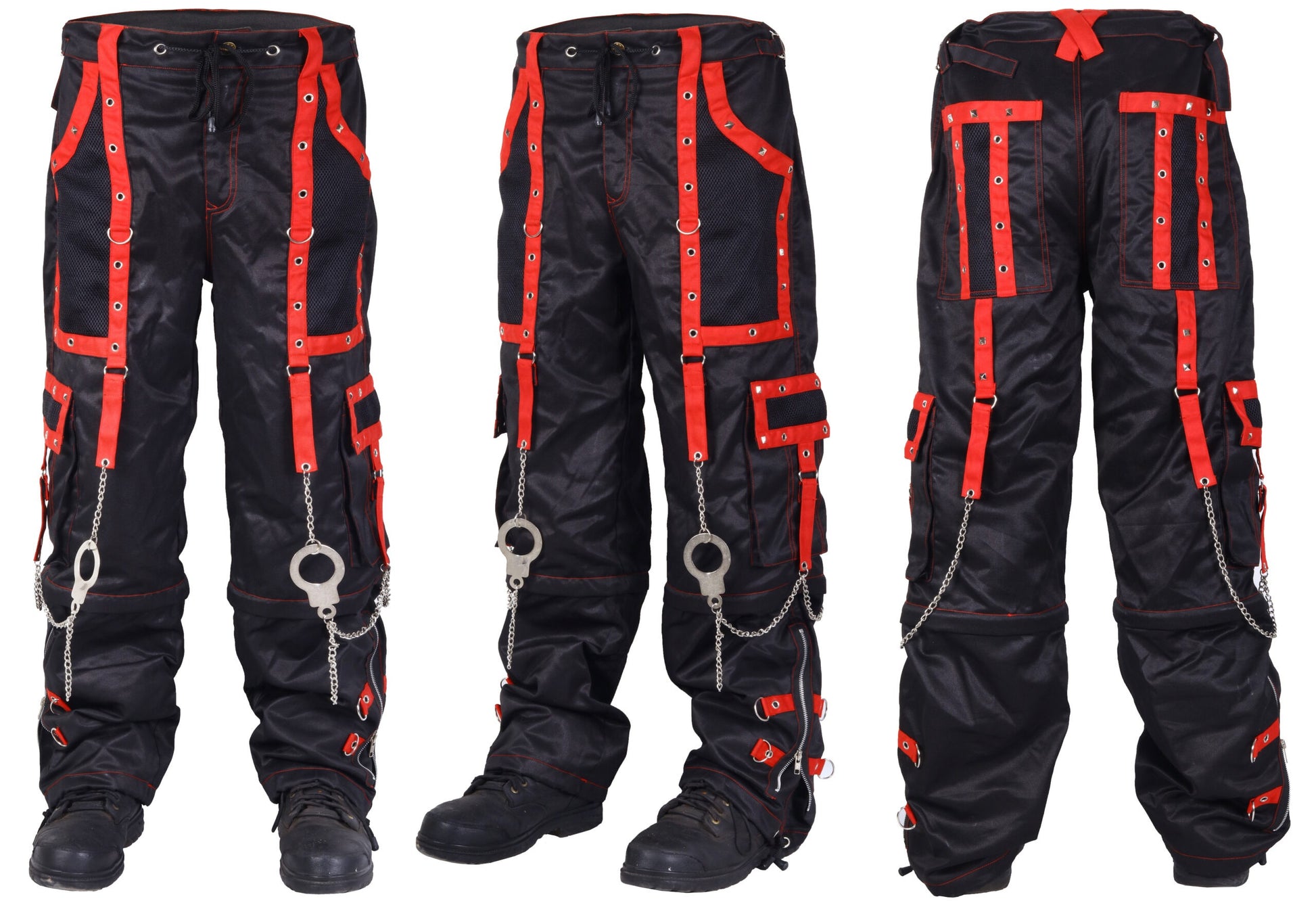 Gothic Men's Handmade Bondage Gothic Cyber Pant Chain Techno Rock Punk Shorts Trouser Pants/USA