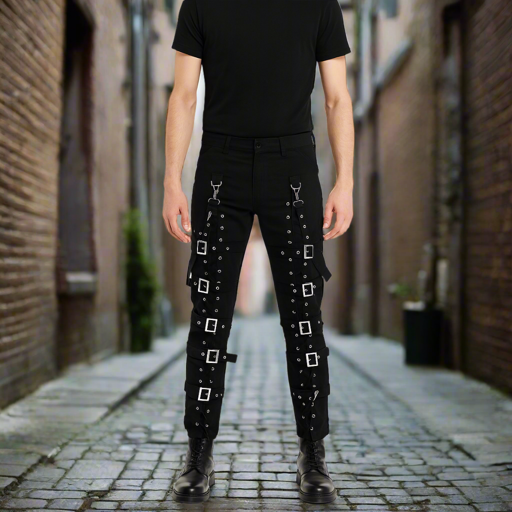 Men's Electra Bondage Rave Gothic Cyber Chain Gothic Jeans Punk Rock Pants
