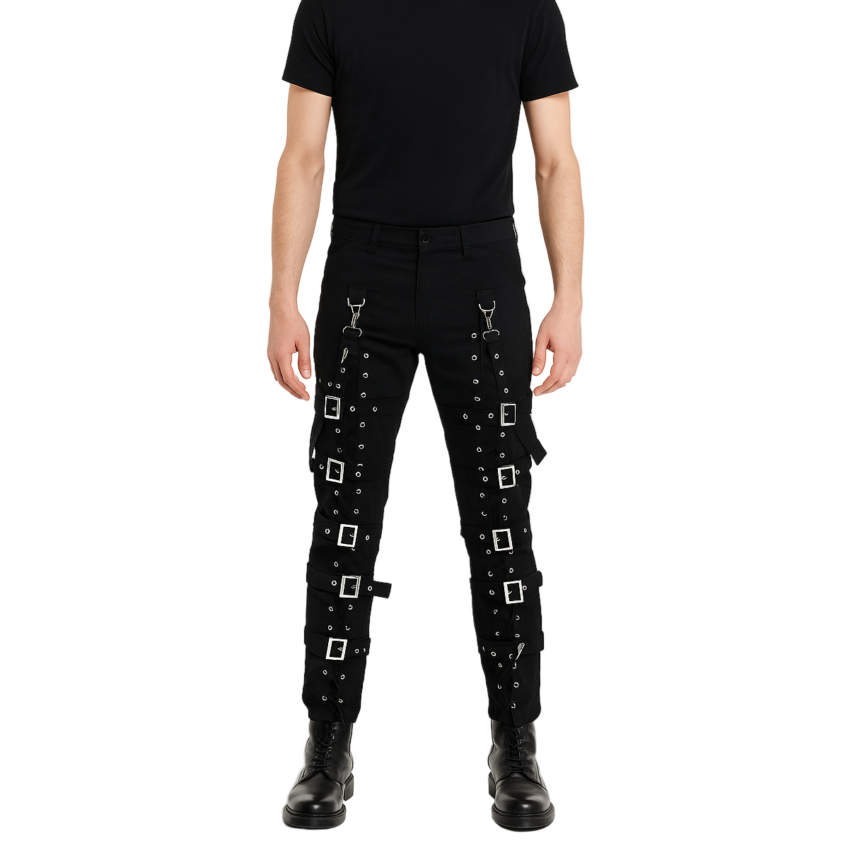 Men's Electra Bondage Rave Gothic Cyber Chain Gothic Jeans Punk Rock Pants