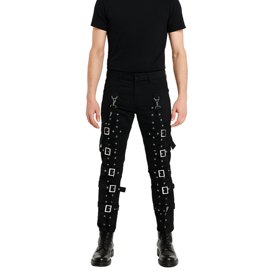 Men's Electra Bondage Rave Gothic Cyber Chain Gothic Jeans Punk Rock  Pants