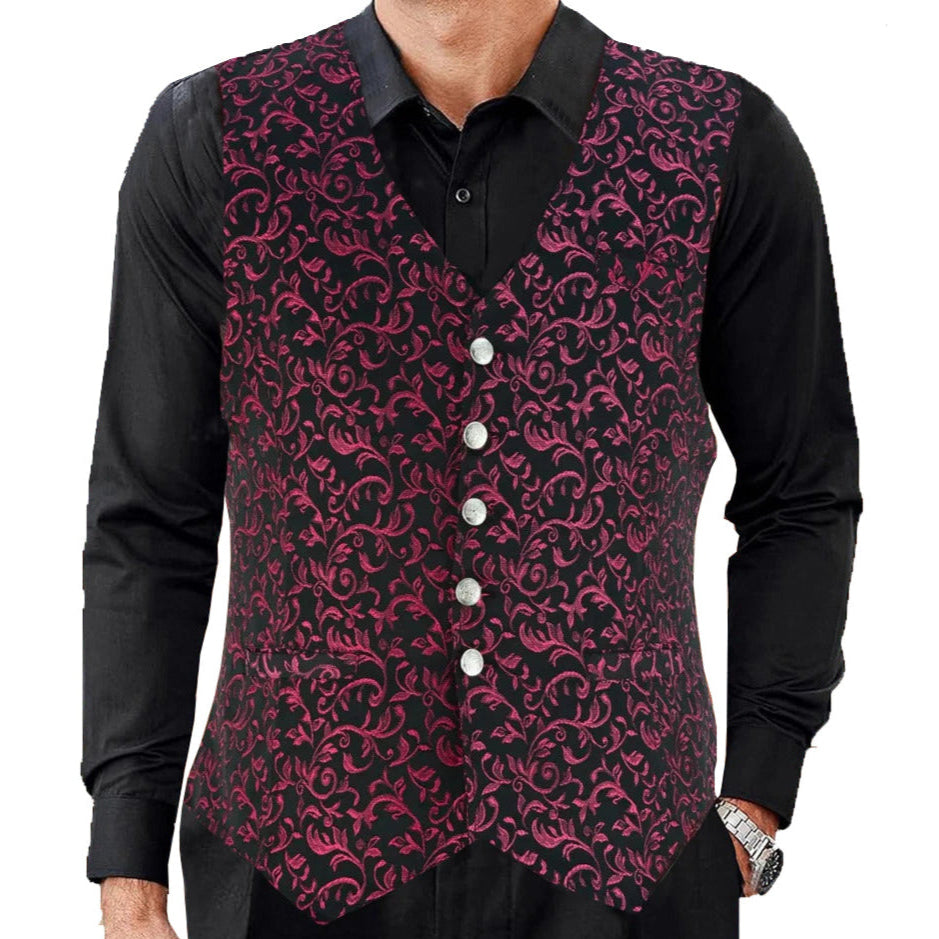 Premium Men's Designer Stylish Casual Brocade Maroon Vest /USA Sizes