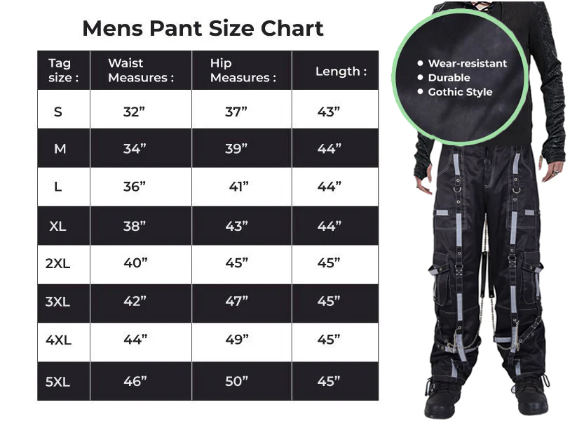 Gothic Bondage Reflective Men Pant Alternative Punk Rock Emo Trouser Pant Shorts