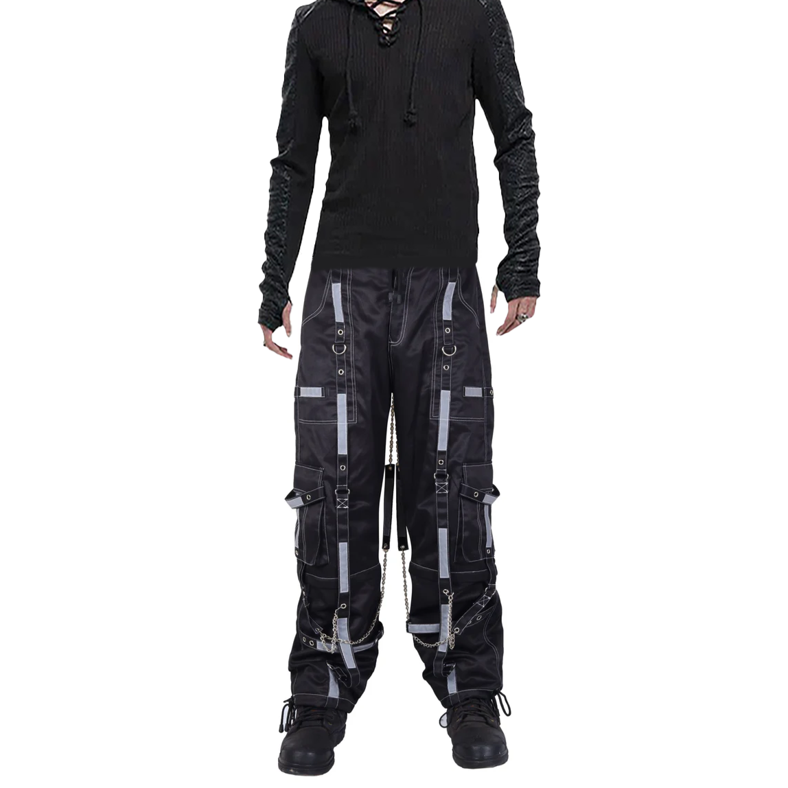 Gothic Bondage Reflective Men Pant Alternative Punk Rock Emo Trouser Pant Shorts