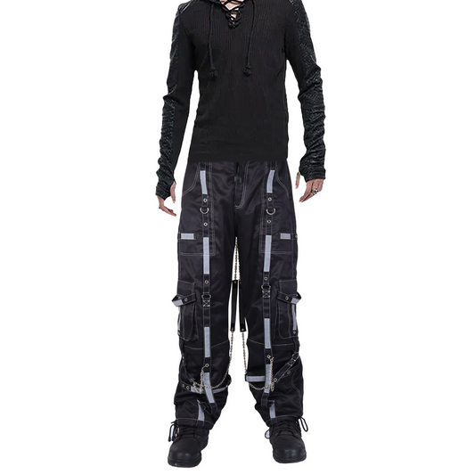 Gothic Bondage Reflective Men Pant Alternative Punk Rock Emo Trouser Pant Shorts