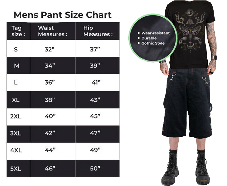 Men's Metal Eyelet Studded Chains Zips Red Stitching Baggy Skater Shorts Emo