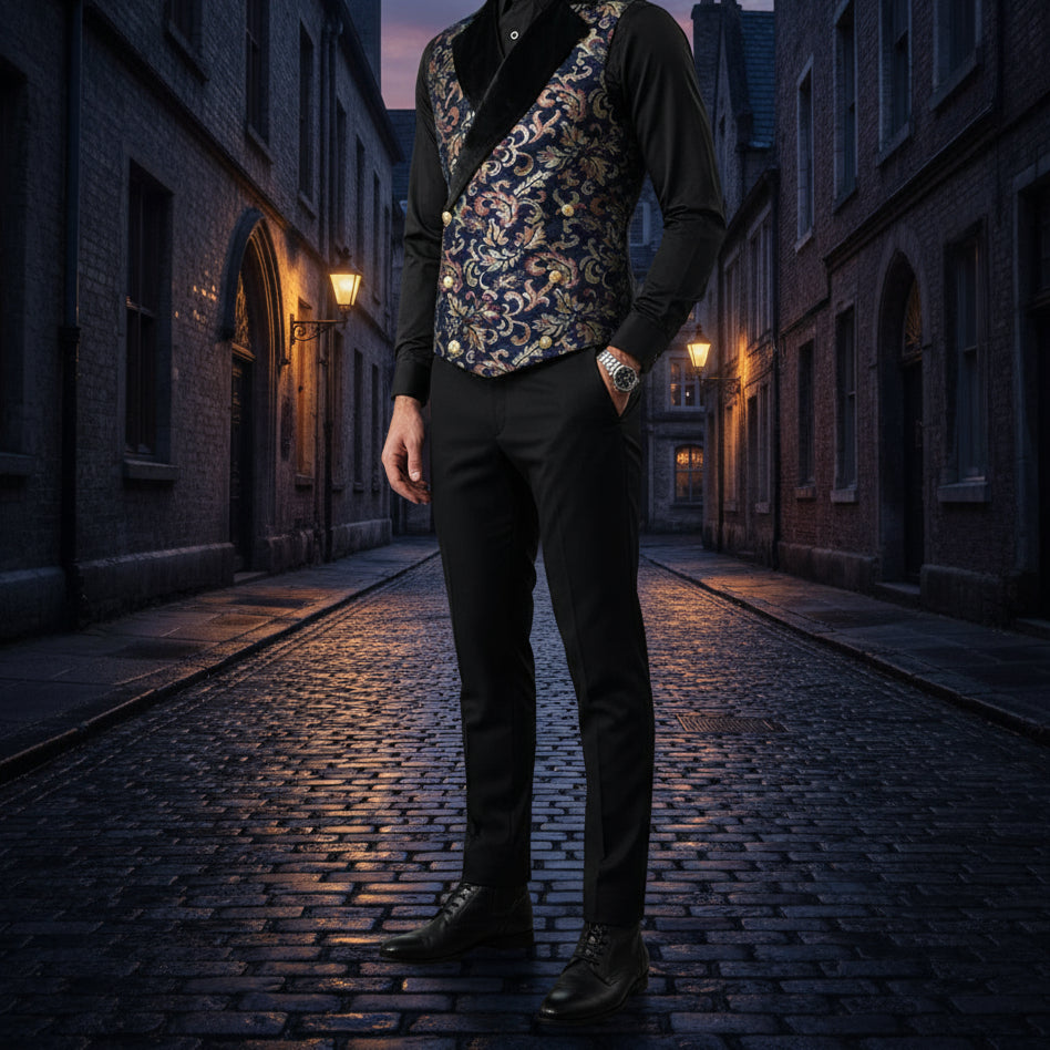 Gothic Men's Victorian Double Breasted Vest Gothic Steampunk Waistcoat