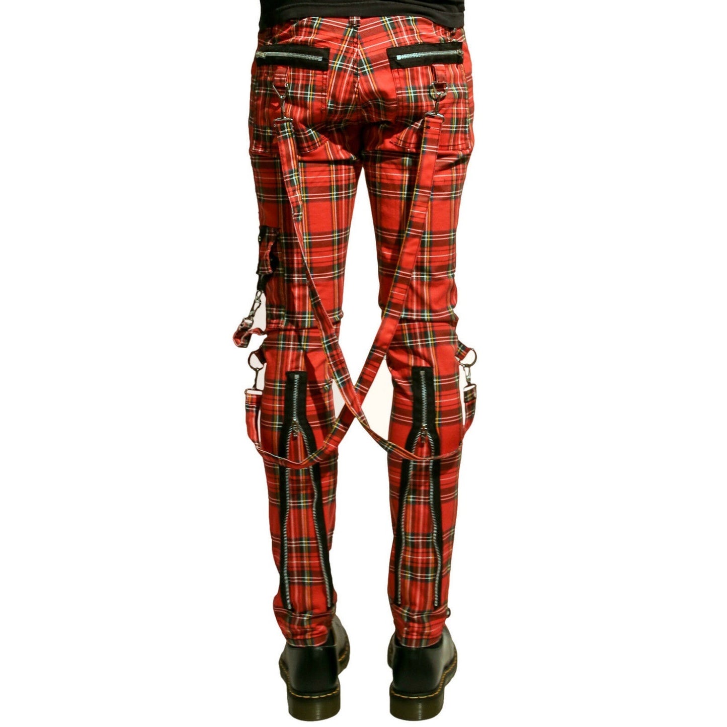 Gothic Bondage Red Straps Men Pant Alternative Punk Rebel Rock Emo Trouser Jeans Pant