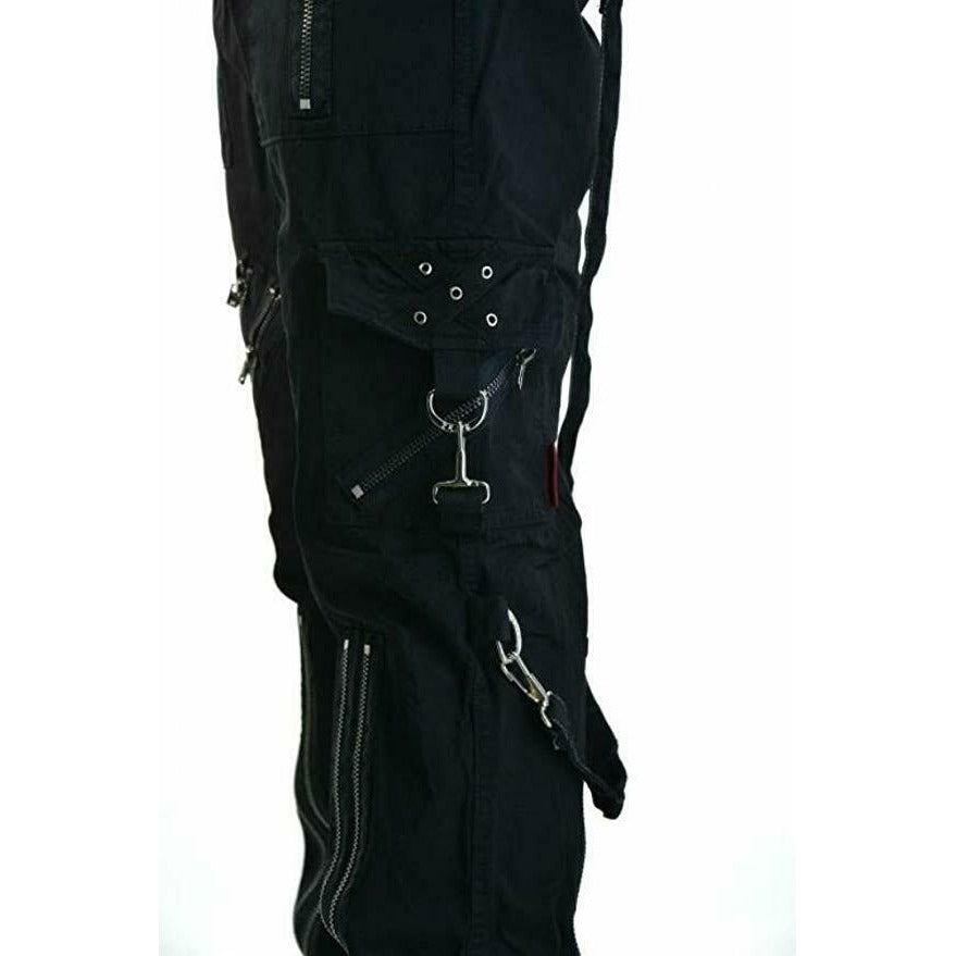 Gothic Straps Zipper Trousers Punk Rock Studs Metal &Amp; Chain Trouser Pant