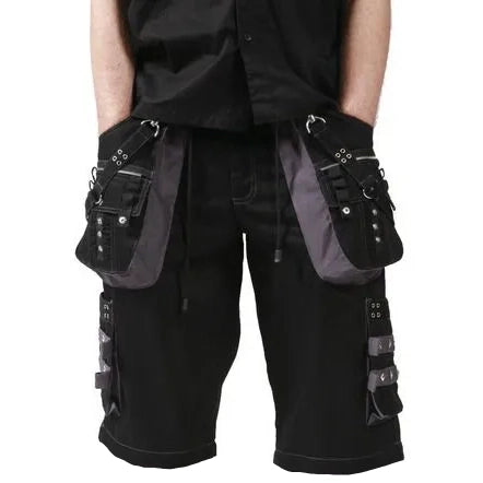 Gothic Men's Black Grey Men Short Gothic Cotton Studs Metal Punk