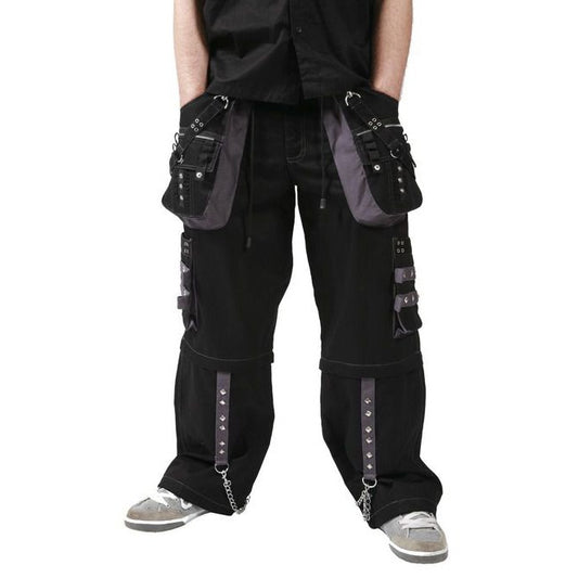 Gothic Men's Black Grey Men Trousers Gothic Cotton Studs Metal Punk