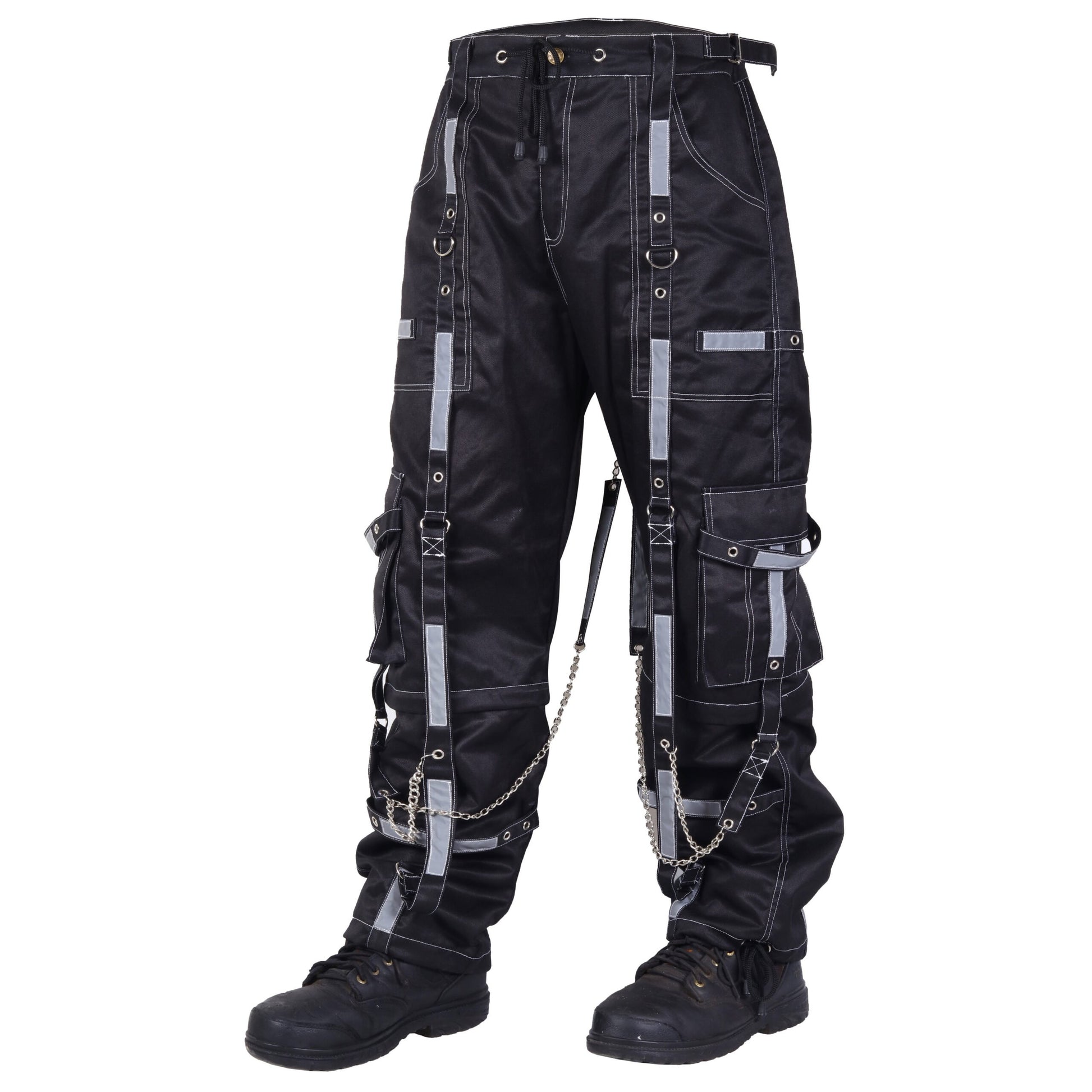 Gothic Bondage Reflective Men Pant Alternative Punk Rock Emo Trouser Pant Shorts
