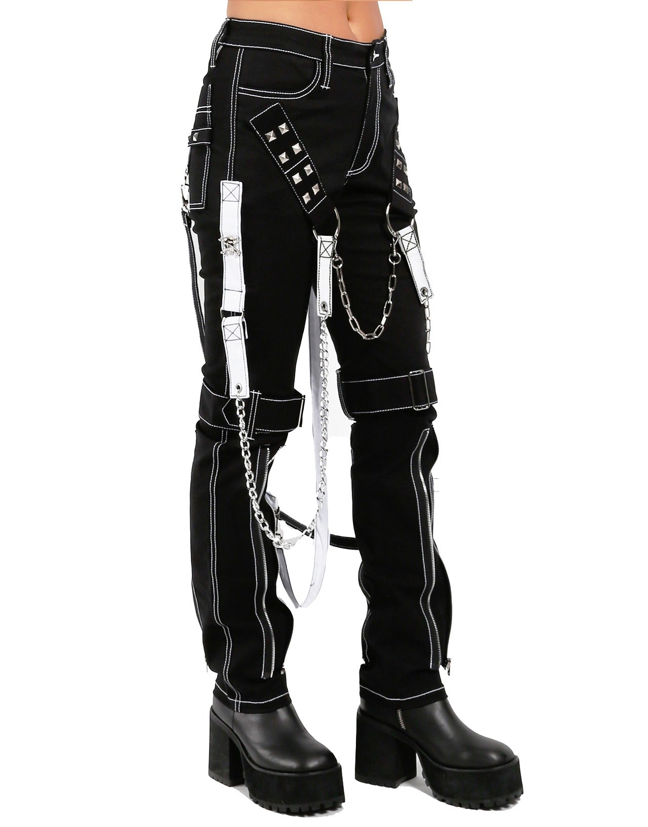 Women Gothic Bondage Raider Tripp Pant Rock Hard Trouser Heavy Weight Emo/Pants