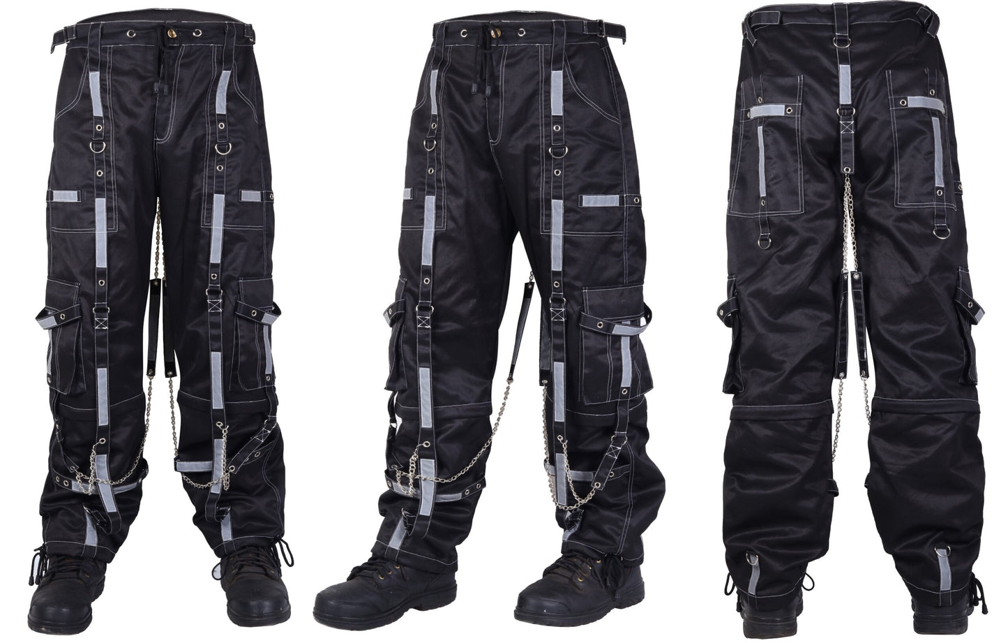 Gothic Bondage Reflective Men Pant Alternative Punk Rock Emo Trouser Pant ShortsGothic Bondage Reflective Men Pant Alternative Punk Rock Emo Trouser Pant Shorts