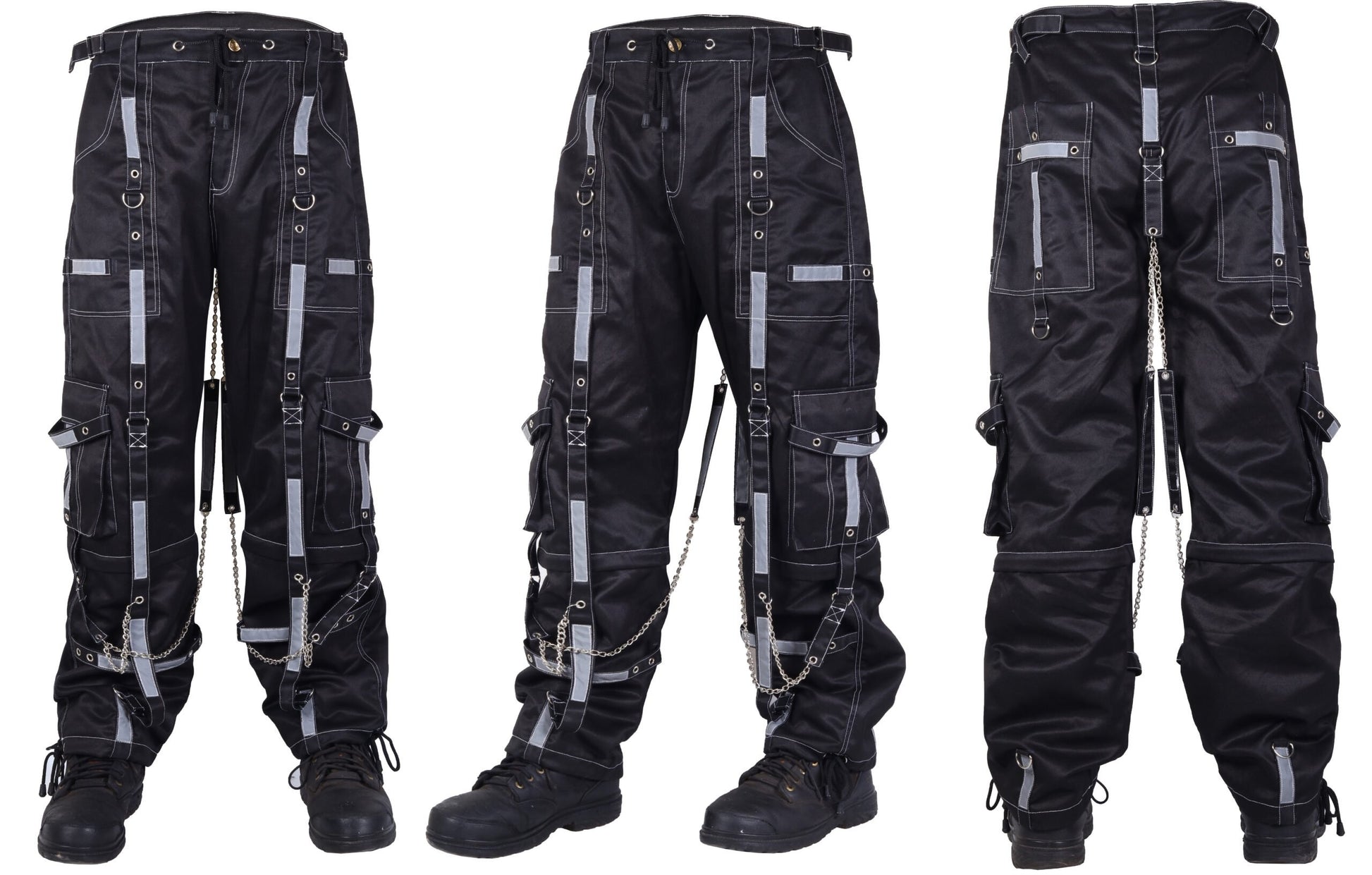 Gothic Bondage Reflective Men Pant Alternative Punk Rock Emo Trouser Pant ShortsGothic Bondage Reflective Men Pant Alternative Punk Rock Emo Trouser Pant Shorts