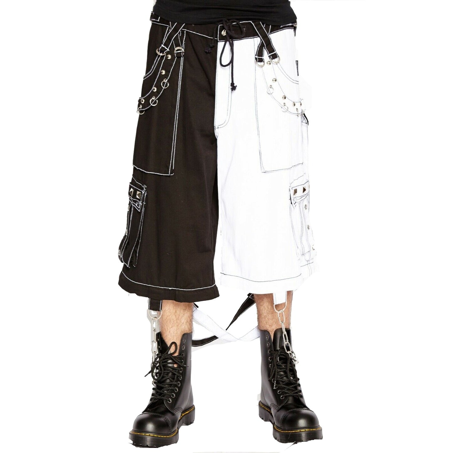 Gothic Bondage Men's Pant Alternative Punk Rock White Emo Trouser Pant Shorts