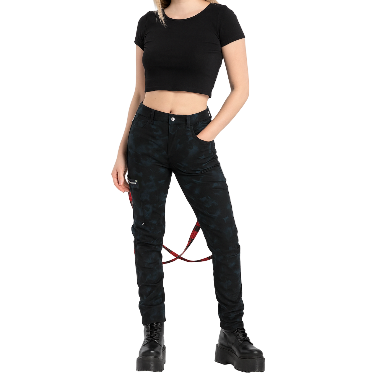 Men's Skinny Jeans Gothic Chaos Apocalyptic Goth Punk Rebel Pants Strap Pants