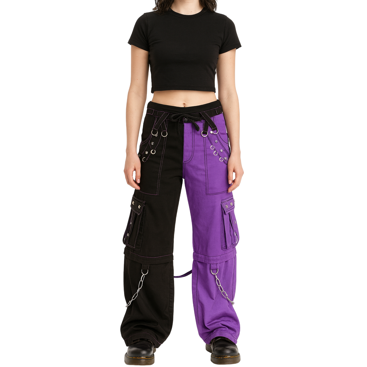 Gothic Bondage Men Pant Alternative Punk Rock Transformer Trouser Purple Baggy Pants