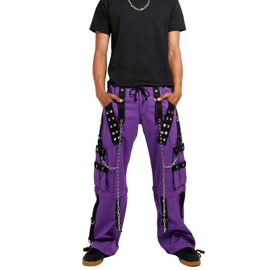 Gothic Bondage Handmade Men Pant Alternative Punk Rock Transformer Trouser Purple Baggy
