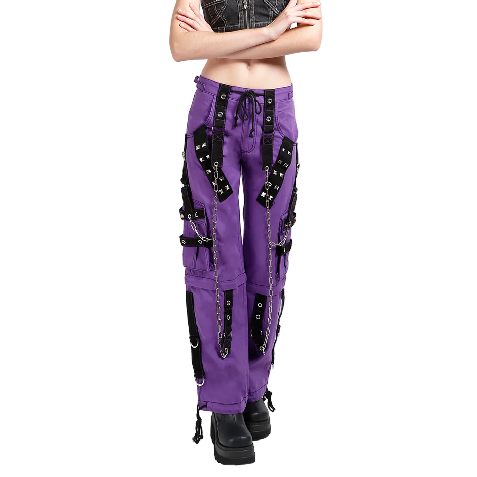 Gothic Bondage Handmade Men Pant Alternative Punk Rock Transformer Trouser Purple Baggy