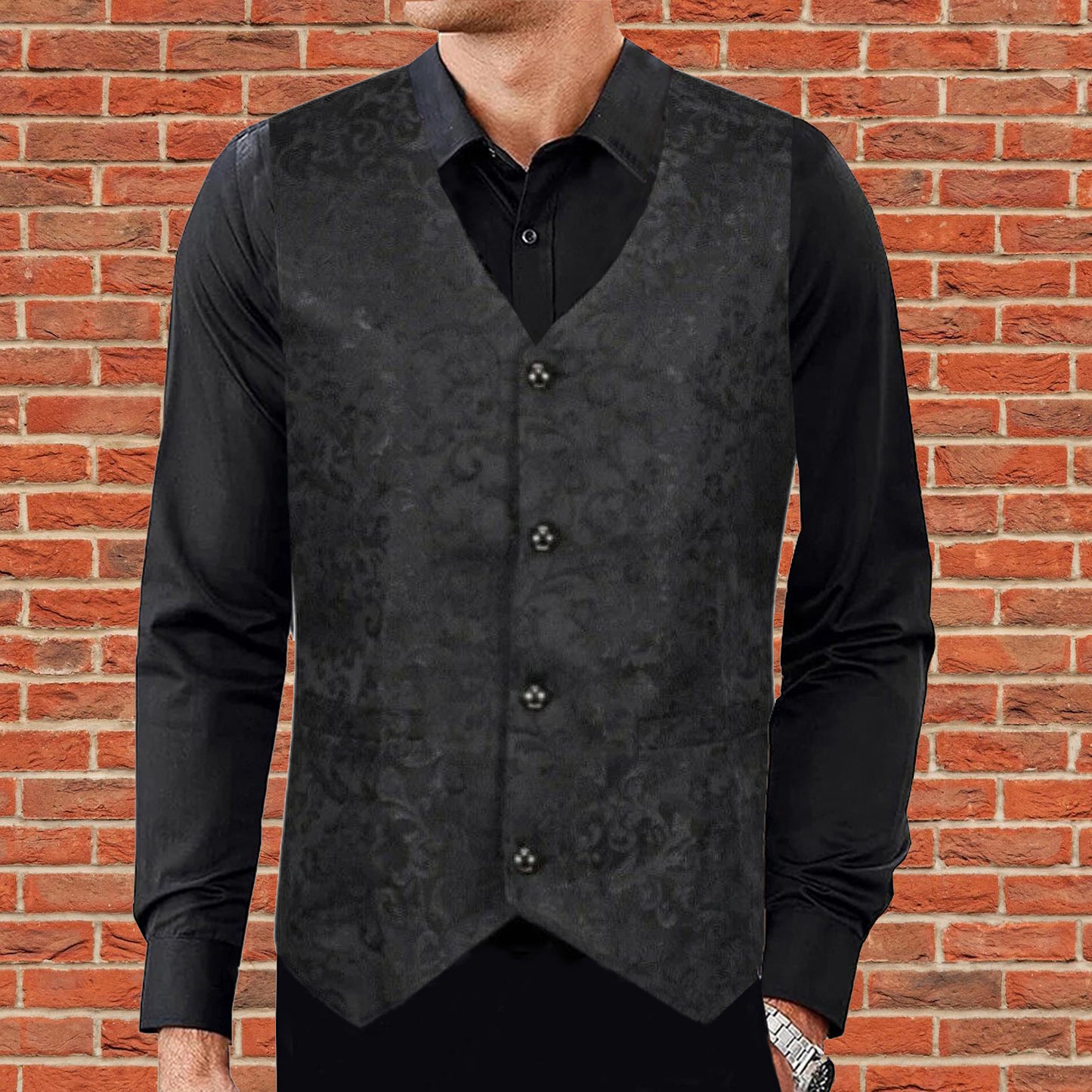 Men's Tailored Formal Waistcoat Gothic steampunk Brocade Victorian