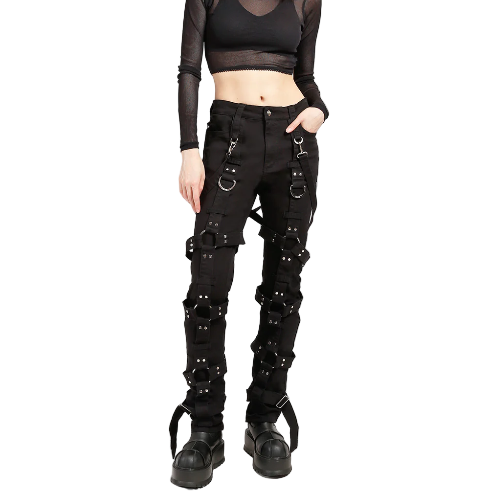 Prime Quality Men Gothic Bondage Pant Alternative Punk Rock Emo Harness Pants Black/USA