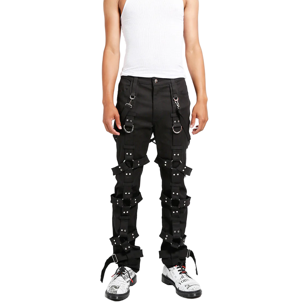 Prime Quality Men Gothic Bondage Pant Alternative Punk Rock Emo Harness Pants Black/USA