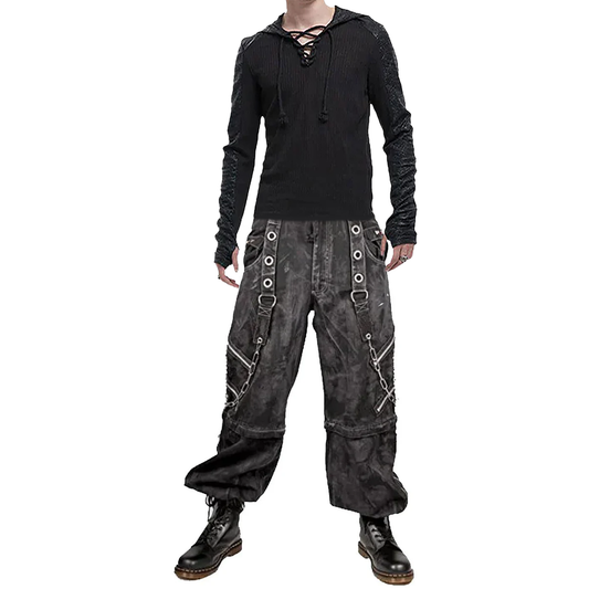 Prime Quality Bondage Gothic Wax Cotton Men's Cyber Rave Techno Jeans Punk Shorts Biker Pants USA