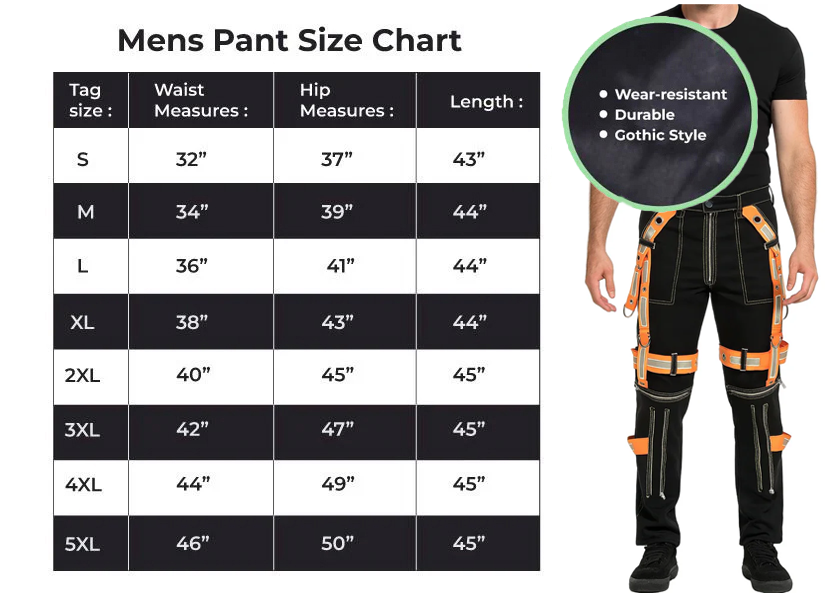 Men's Gothic Bondage Reflective Men Pant Alternative Punk Rock Emo Trouser Pant Shorts