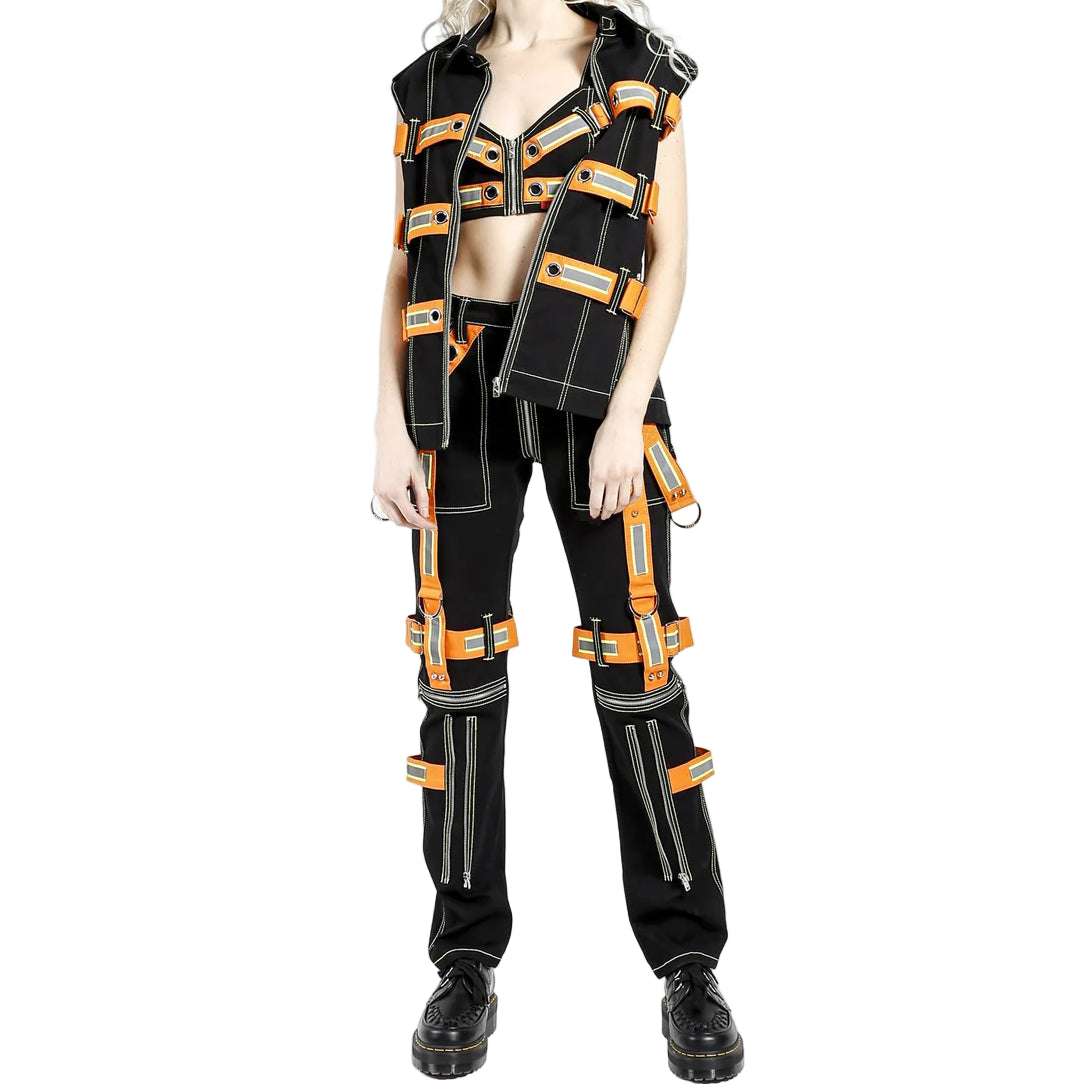 Men's Gothic Bondage Reflective Men Pant Alternative Punk Rock Emo Trouser Pant Shorts