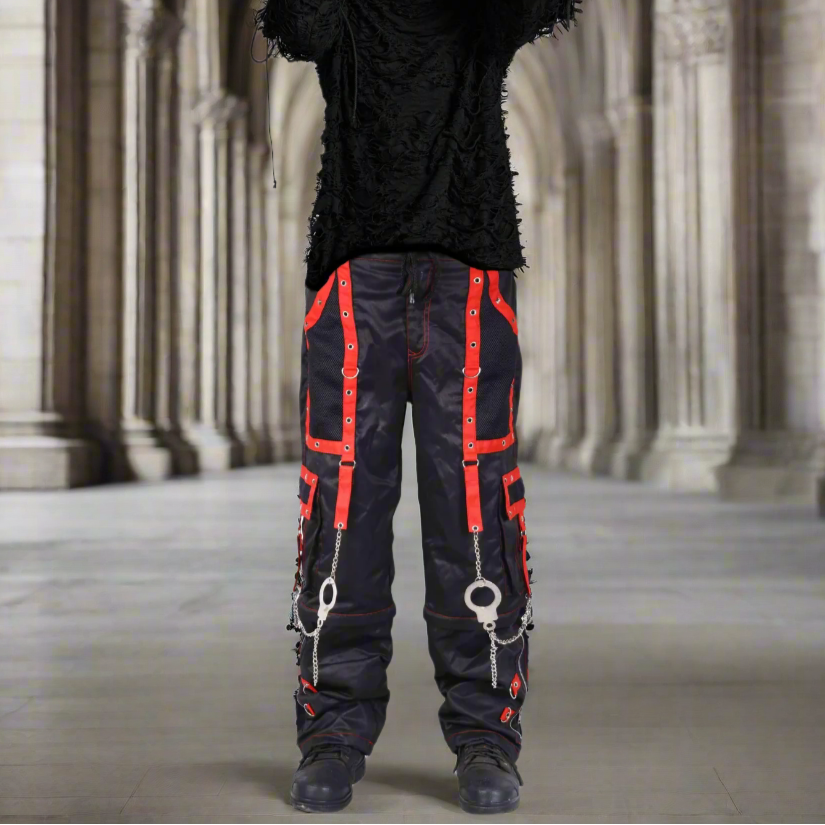 Gothic Men's Handmade Bondage Gothic Cyber Pant Chain Techno Rock Punk Shorts Trouser Pants/USA